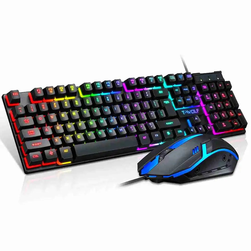 Almalux® Gaming Keyboard and Mouse Combo with Rainbow Backlit Mechanical Feel, USB, Multimedia Keys, Waterproof Design for PC Gaming