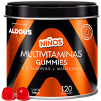 Children's multivitamin gummies - 120 gummies natural strawberry flavor - 12 vitamins and minerals - vitamins, biotin, zinc, folic acid, iodine, choline - aldous