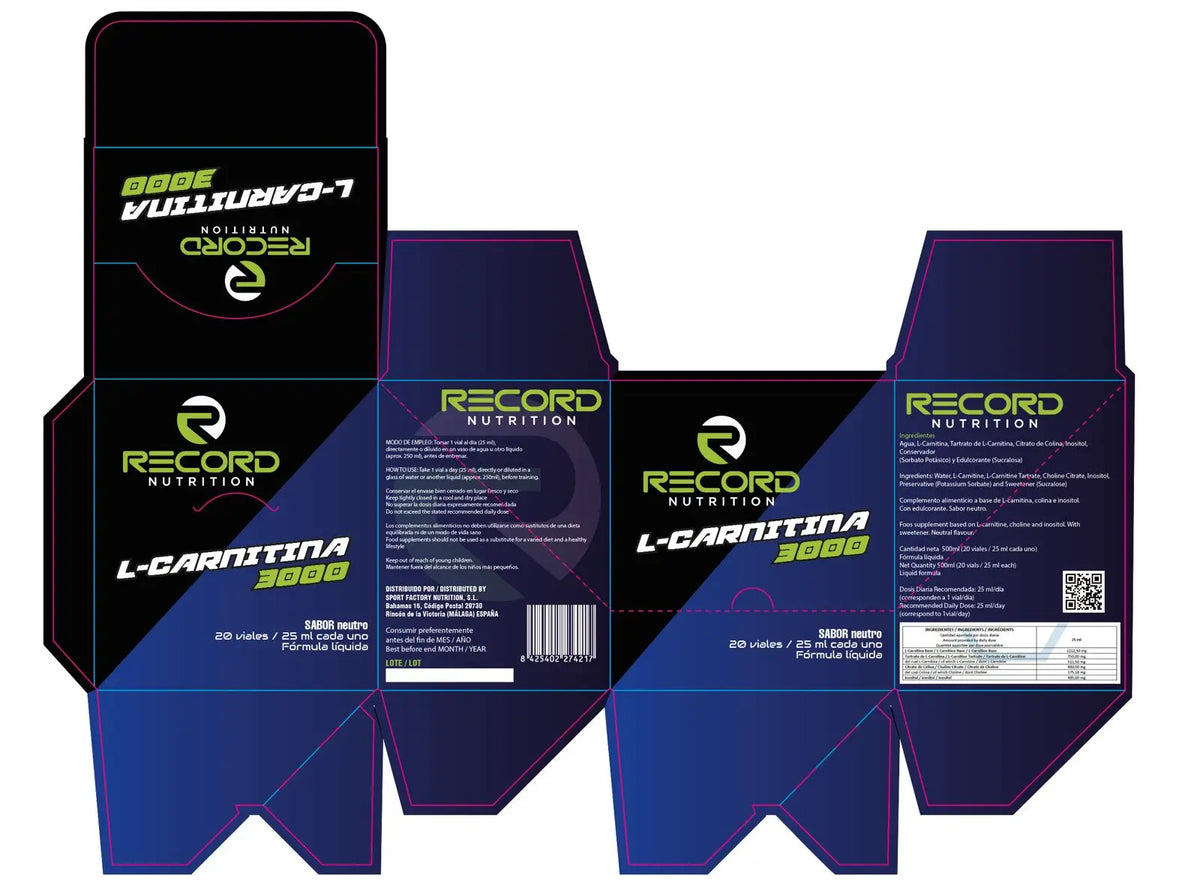 L-carnitine 3000 20 25ml ampoules with neutral flavor sports supplement food amino acid
