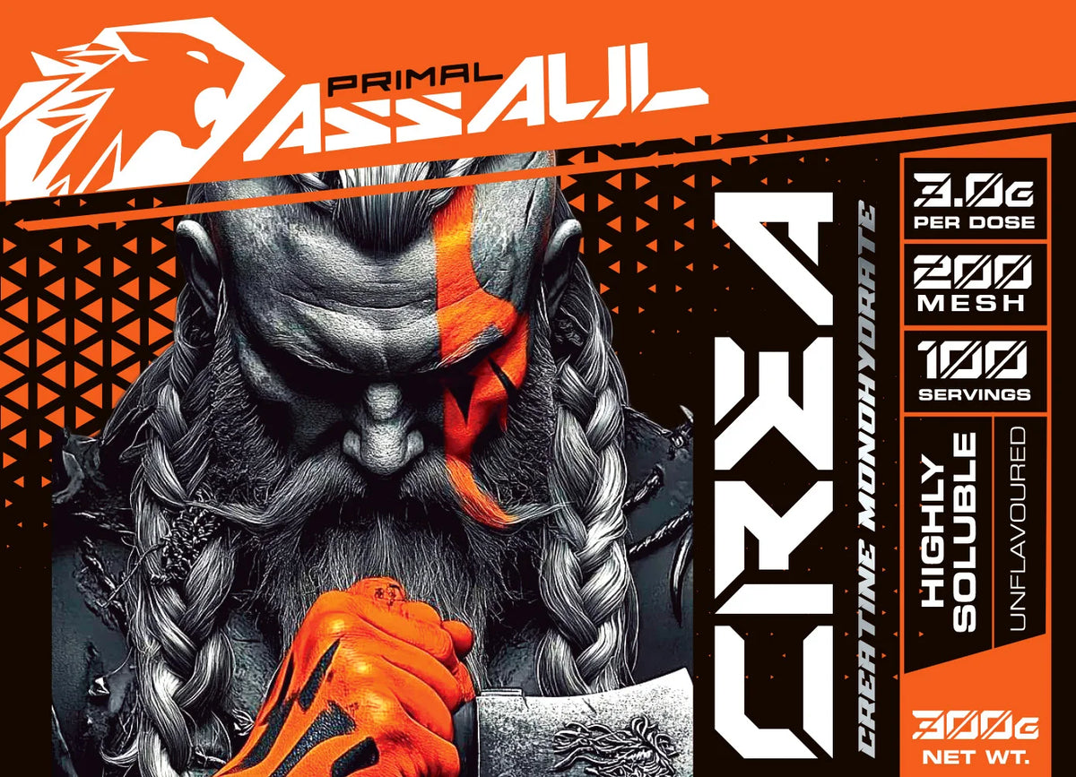Assault creatine powder unflavored 300g+300g 100% micronized creatine monohydrate does not include a dispenser without additives and free of contaminants non-gmo, vegan, gluten-free