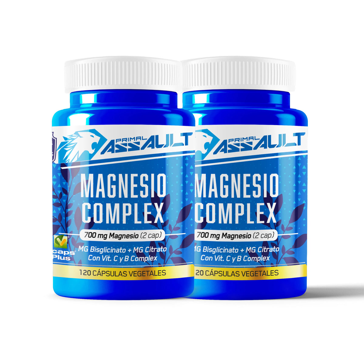 Primal assault |   Magnesium citrate 1545mg + magnesium bisglycinate 600mg - reduces tiredness and fatigue - magnesium complex high bioavailability - 120 capsules