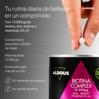 Biotin + zinc + selenium - 400 tablets 12,000 mcg (supply for 1+ year) - with vitamin d3 and e - without additives - aldous