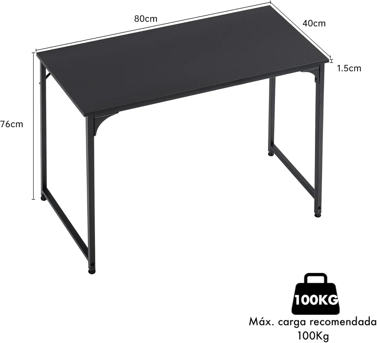 T-LoVendo - 80x40cm Desk Table for Computer, Home Office Study with Adjustable Legs, Durable Metal Structure and Realistic Wood Finish, Compact and Easy Assembly, Perfect for Small Spaces, Elevating Desk for Enhanced Function gaming desk