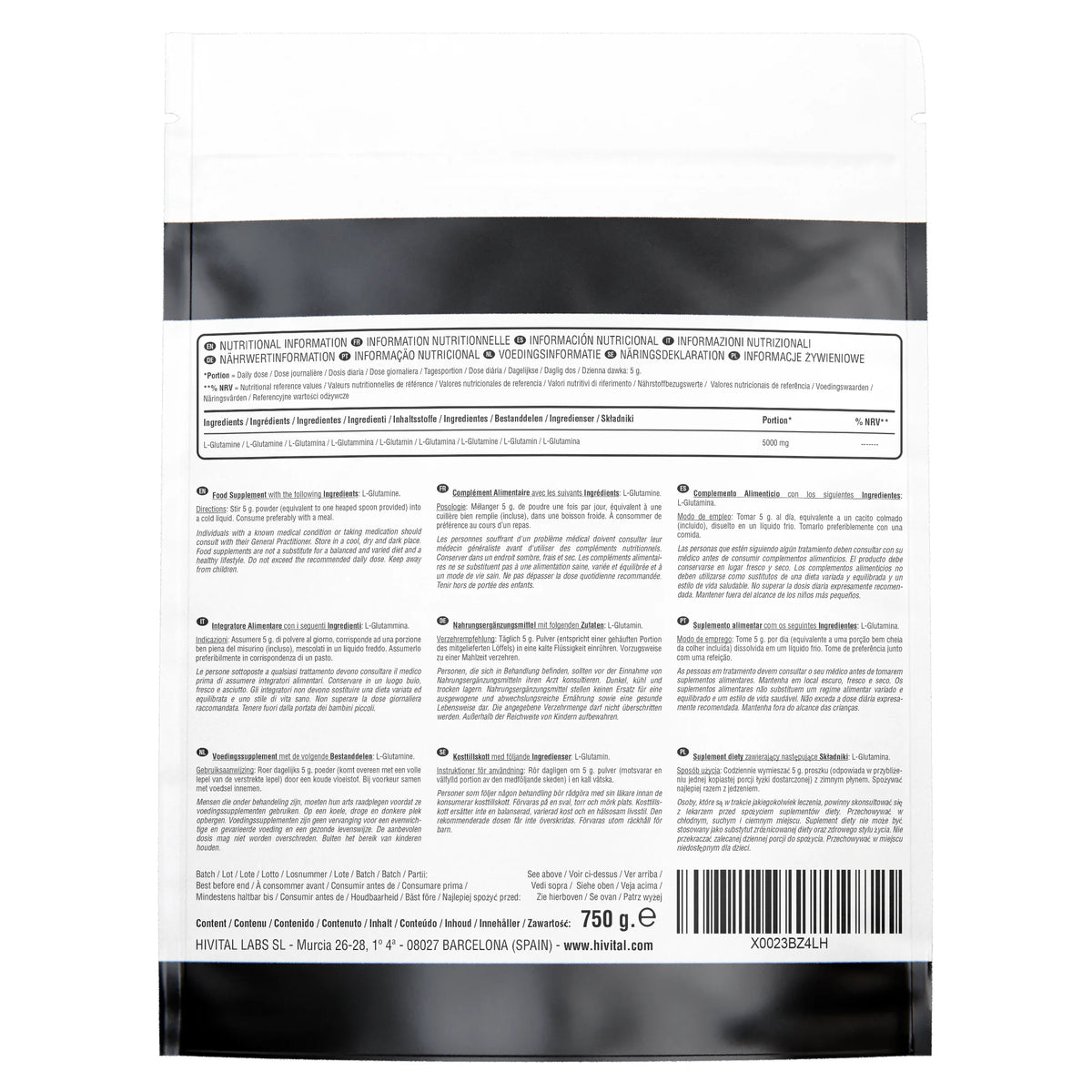 L-glutamine 5000 mg | 750 grams of vegan powder
