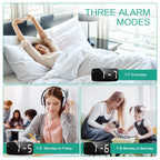 ORIA Alarm Clock Digital LED Clock Voice Control Snooze Time Temperature Display Night Mode Reloj Despertador Desktop Clocks