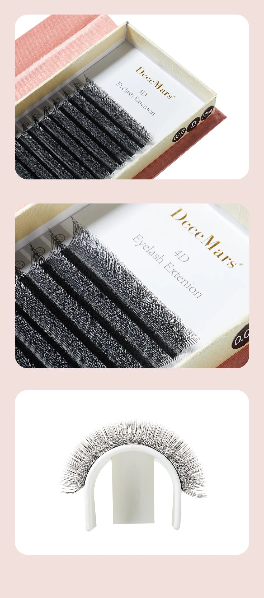 DeceMars 4D - W Shaped Eyelash Extension (12line/Tray)