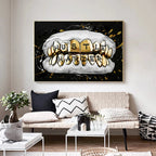 Inspirational Gold Tooth Canvas Painting Motivational Hustle Harder Canvas Art Posters Prints Wall Pictures for Living Room