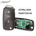 jingyuqin 3BT Remote Flip key 434MHz ID48 Chip for VW Volkswagen GOLF PASSAT Tiguan Polo Jetta Beetle Skoda Seat Car 5K0837202AD