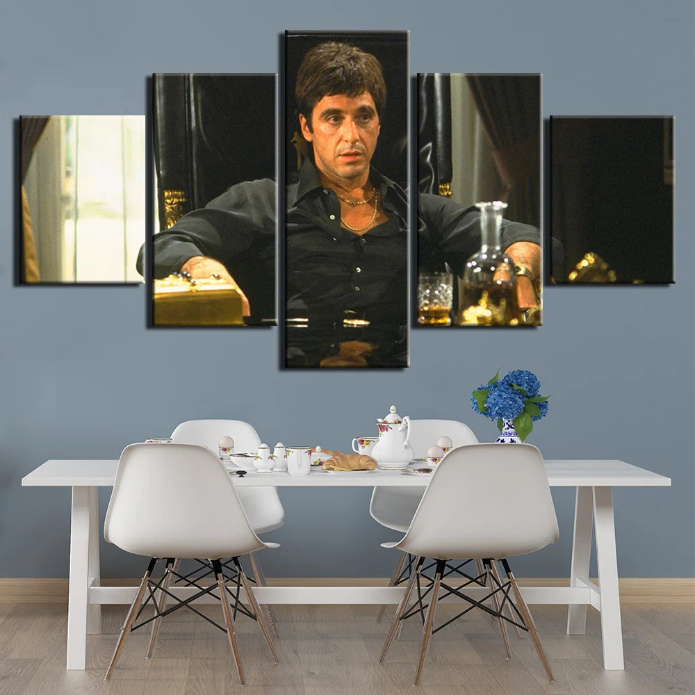 5 Panel Scarface Movie Modular Wall Art Canvas Posters Pictures HD Print Paintings Home Decor Living Room Bedroom Accessories