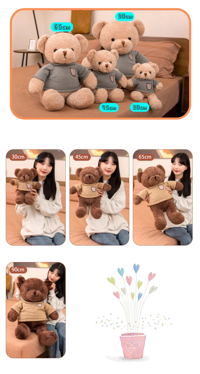 80/100Cm Big Pink Plush Toy Teddy Bear Giant Stuffed Animals Birthday Valentine's Day Gift Soft Pillow Dolls Girlfriend Girl Wif