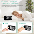ORIA Alarm Clock Digital LED Clock Voice Control Snooze Time Temperature Display Night Mode Reloj Despertador Desktop Clocks