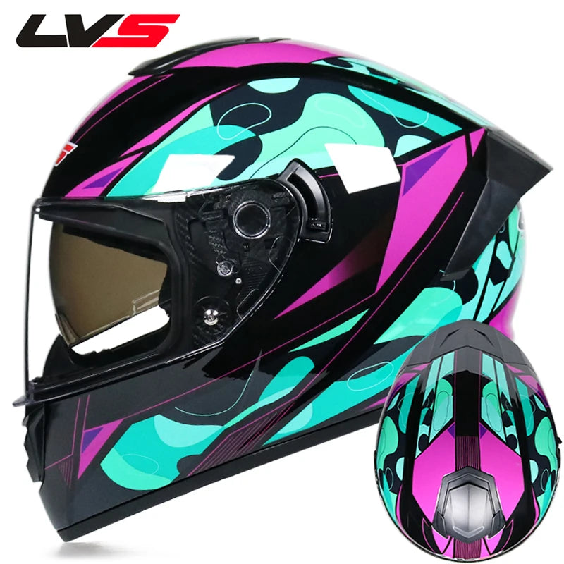 Full Face Racing Helmets Winter Warm Double Visor Motorcycle Helmet Motorbike Sports helmet LVS-701
