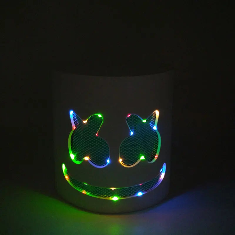 Fashion Luminous LED Mask DJ Costumes Accessories Glow Supplies Neon Light Marshmallow  Mask For Music Festival Nightclub Dance