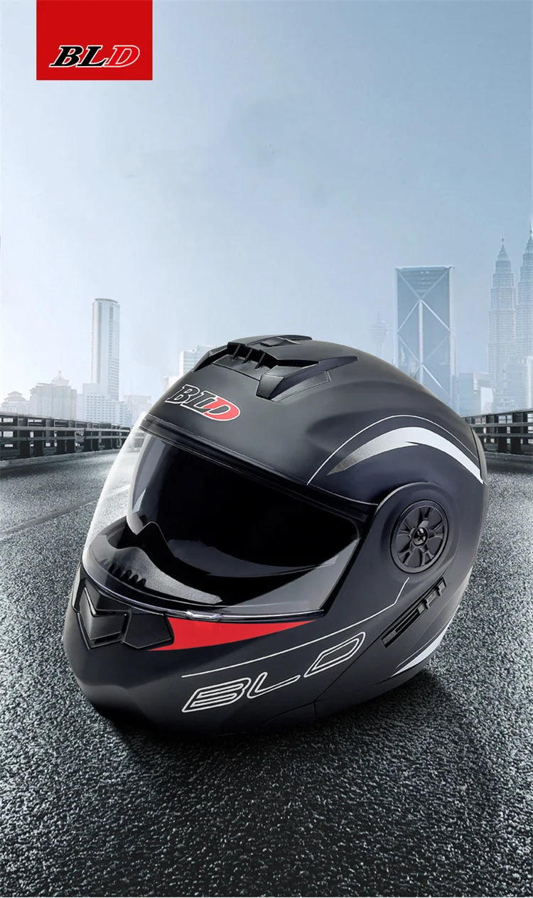 BLD Modular Dual Lens Motorcycle Helmet Safety Downhill Flip Up Helmets Professional Motocross Racing Full Face Casco Moto