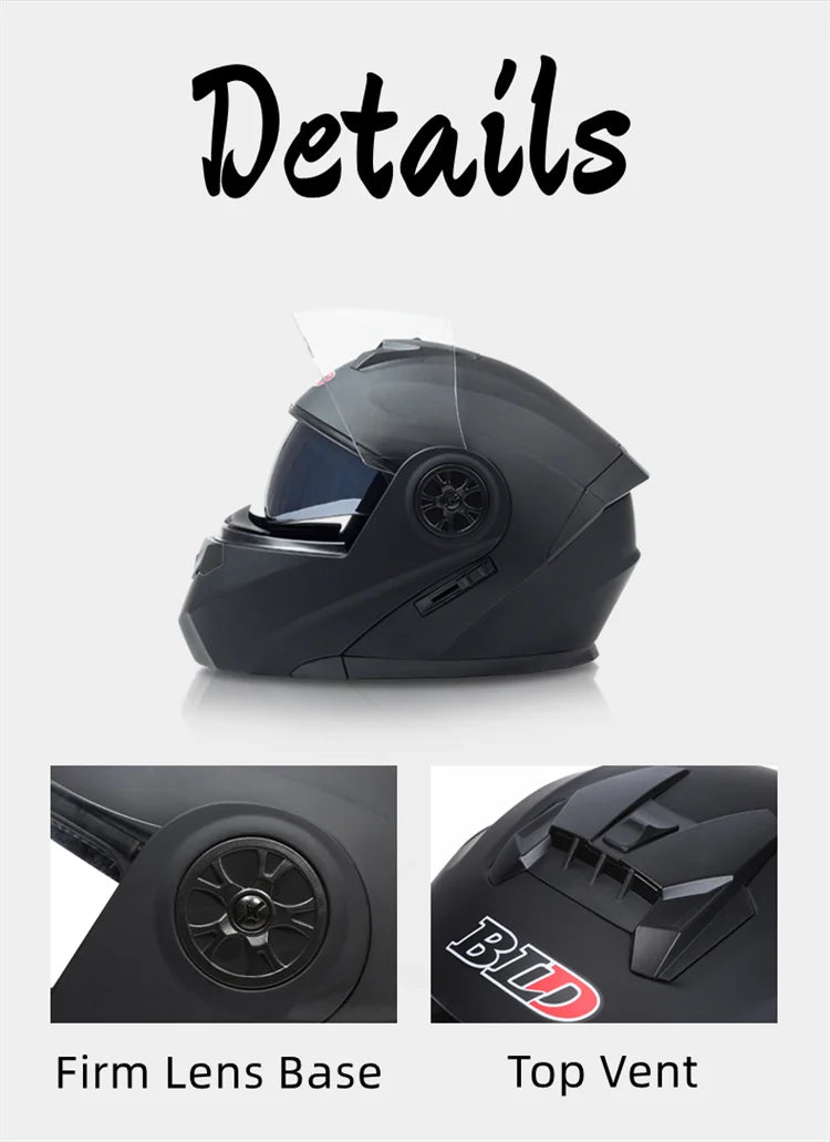 BLD Modular Dual Lens Motorcycle Helmet Safety Downhill Flip Up Helmets Professional Motocross Racing Full Face Casco Moto