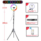13inch RGB Led Selfie Ring Light With 0.5m 1.6m 2m Tripod Colorful 33cm Photographic Lighting With Remote Control For Youtube