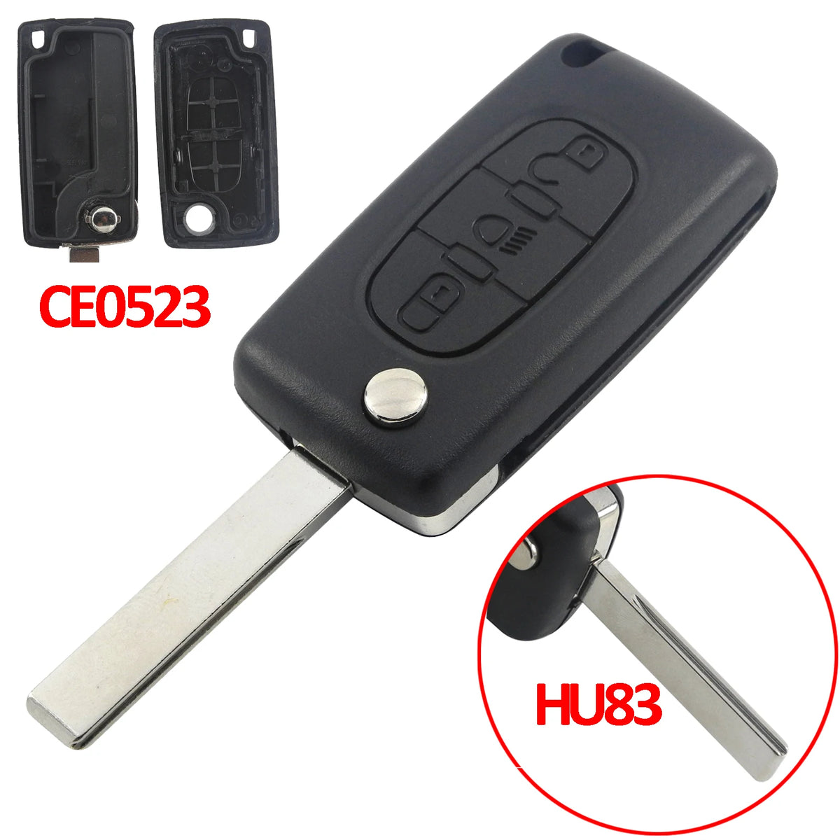 Jingyuqin CE0536/523 Flip Remote Key Case Shell For Peugeot 307 308 407 408 Citroen C3 C4 C5 C6 Berlingo Picasso Xsara HU83/VA2