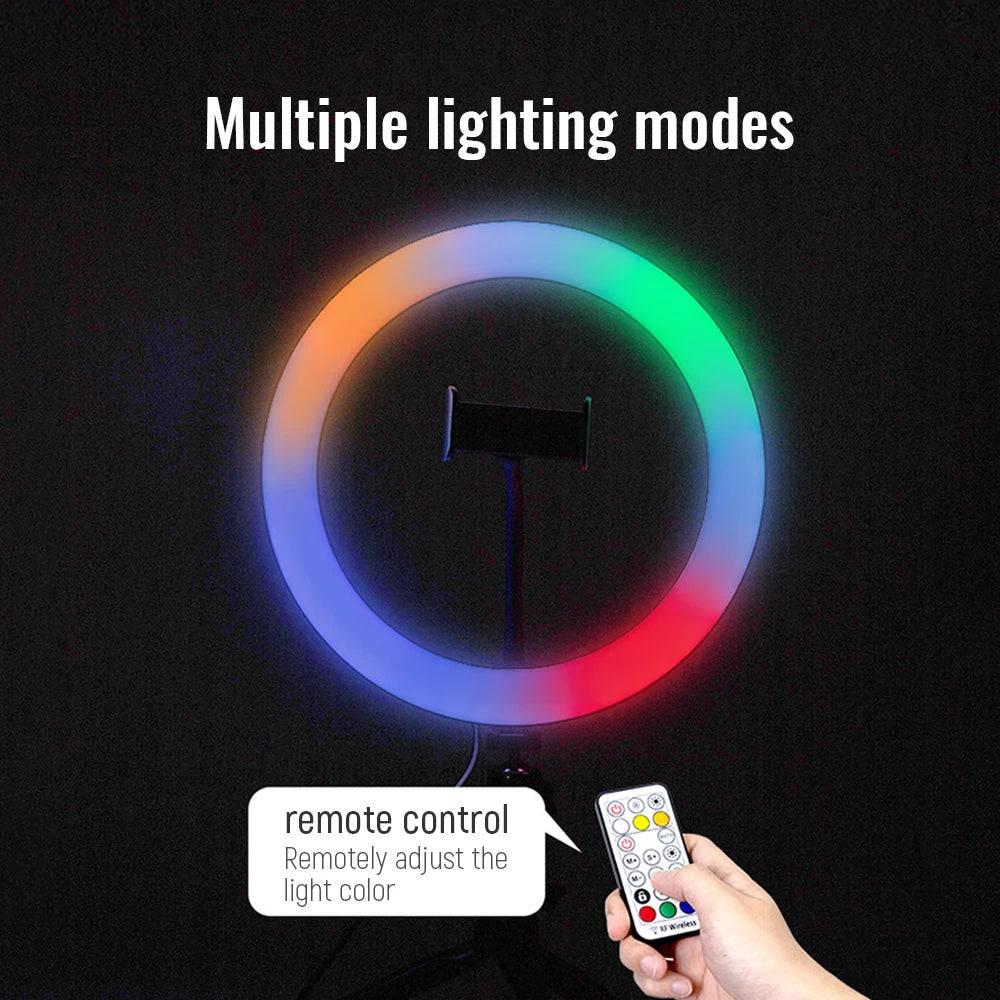 13inch RGB Led Selfie Ring Light With 0.5m 1.6m 2m Tripod Colorful 33cm Photographic Lighting With Remote Control For Youtube