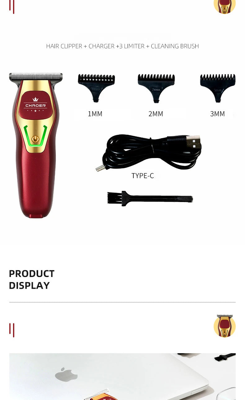 Powerful Professional Hair Trimmer Men 0 MM T Blade Electric Clipper Rechargeable Barber Haircut Machine Beard Trimmer Shaver