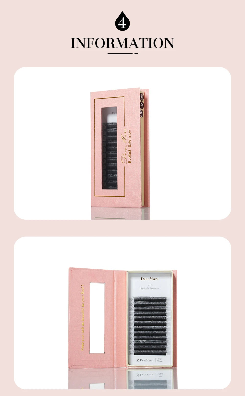 DeceMars 4D - W Shaped Eyelash Extension (12line/Tray)