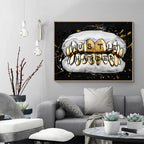 Inspirational Gold Tooth Canvas Painting Motivational Hustle Harder Canvas Art Posters Prints Wall Pictures for Living Room