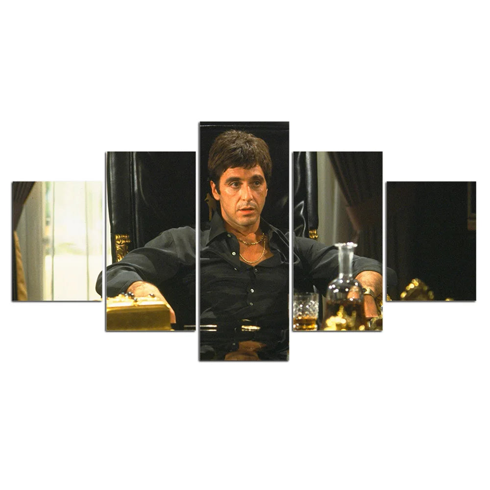 5 Panel Scarface Movie Modular Wall Art Canvas Posters Pictures HD Print Paintings Home Decor Living Room Bedroom Accessories