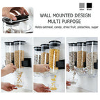 Kitchen Storage Food Organizer Wall Mounted Dry Food Cereal Dispenser Snack Grain Plastic Storage Container Box Rack for Home