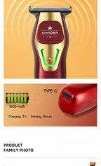 Powerful Professional Hair Trimmer Men 0 MM T Blade Electric Clipper Rechargeable Barber Haircut Machine Beard Trimmer Shaver