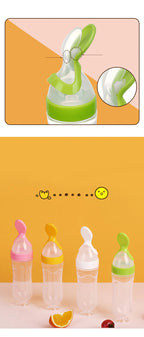 Safe Useful Silicone Baby Bottle With Spoon Food Supplement Rice Cereal Bottles Squeeze Spoon Milk Feeding Bottle Cup