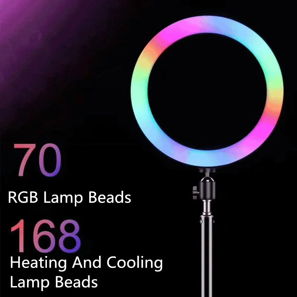 13inch RGB Led Selfie Ring Light With 0.5m 1.6m 2m Tripod Colorful 33cm Photographic Lighting With Remote Control For Youtube