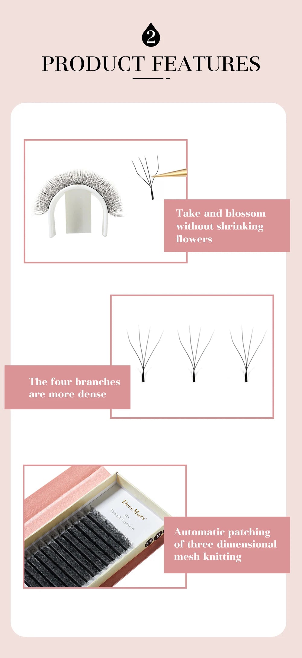 DeceMars 4D - W Shaped Eyelash Extension (12line/Tray)