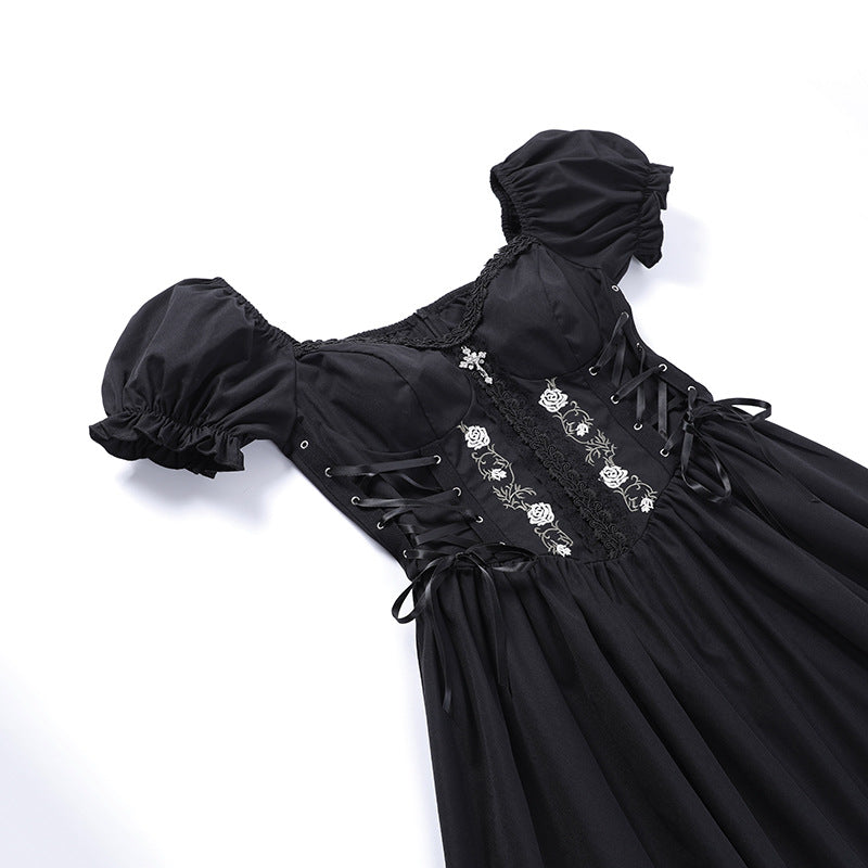 Mall Gothic Emo Jacquard A-line Dresses Goth dress Elegant Grunge Ruched Bandage Partywear Punk Black Women Halloween Club Dress