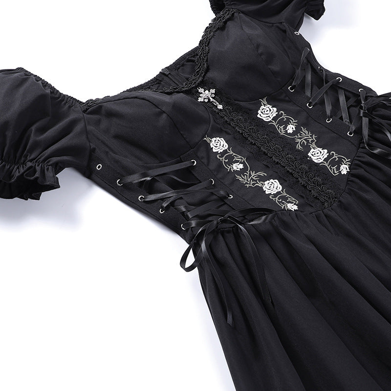 Mall Gothic Emo Jacquard A-line Dresses Goth dress Elegant Grunge Ruched Bandage Partywear Punk Black Women Halloween Club Dress