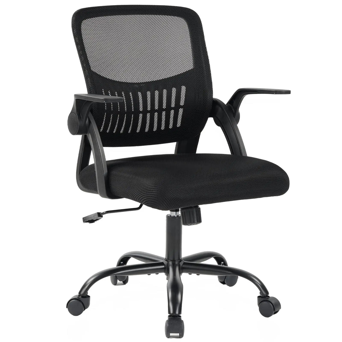 JHK Home Office Computer Chair Ergonomic Mid Back Desk with Lumbar Support 360° Swivel Height Adjustable with Flip-up Armrest