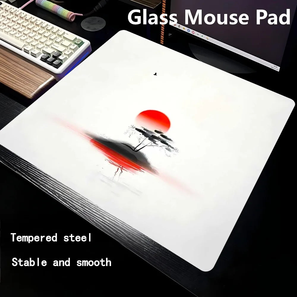 CIFBUY Photovoltaic Glass Gaming Mouse Pad Tempered Micro Etched Smooth Surface FPS Esports Desk Mat for Office Home PC Laptop
