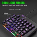 Teclado para juegos de una sola mano de 35 teclas, mini teclado USB ultradelgado con retroiluminación con cable para laptop, PC de escritorio, smartphone