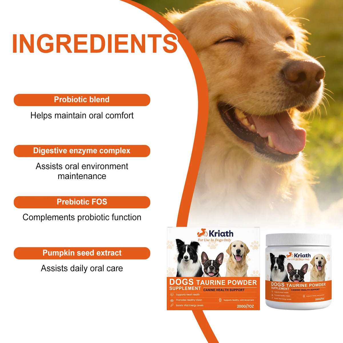 Dogs Taurine Powder Support Heart Health Boosts Vital Energy Levels Maintain Healthy Joint Movement Daily Nutrition Supplements
