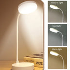 Flexible LED Desk Lamp with 3-Level Dimmer, USB Powered, Eye-Caring, Warm, White Light, Perfect for Home, Office, Reading, Study