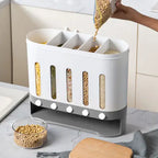 Wall-Mounted Dry Food Storage Dispenser 9Kg Capacity Airtight Cereal & Grain Organizer with Removable Compartments