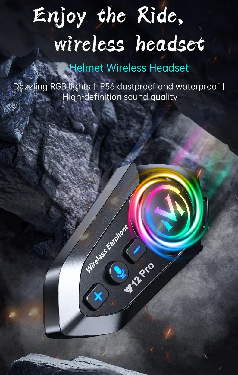 Y20 Pro Motorcycle Helmet Headset Bluetooth 500M Intercom FM Radio Hands-free Call Waterproof Mixing Music Sharing Interphone