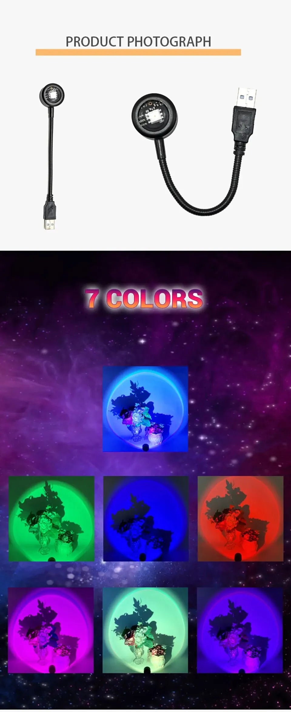 MeeToo USB Sunset Mood Lamp Led Projector Neon Night Light for Living Room Decor Bedroom Background Photography Wall Atmosphere