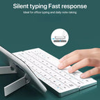 Neue Mini faltbare Bluetooth-Tastatur, kabellose Tastatur, unterstützt 3 Geräte mit Ständer, wiederaufladbar für Telefon, Tablet, portugiesische Tastatur