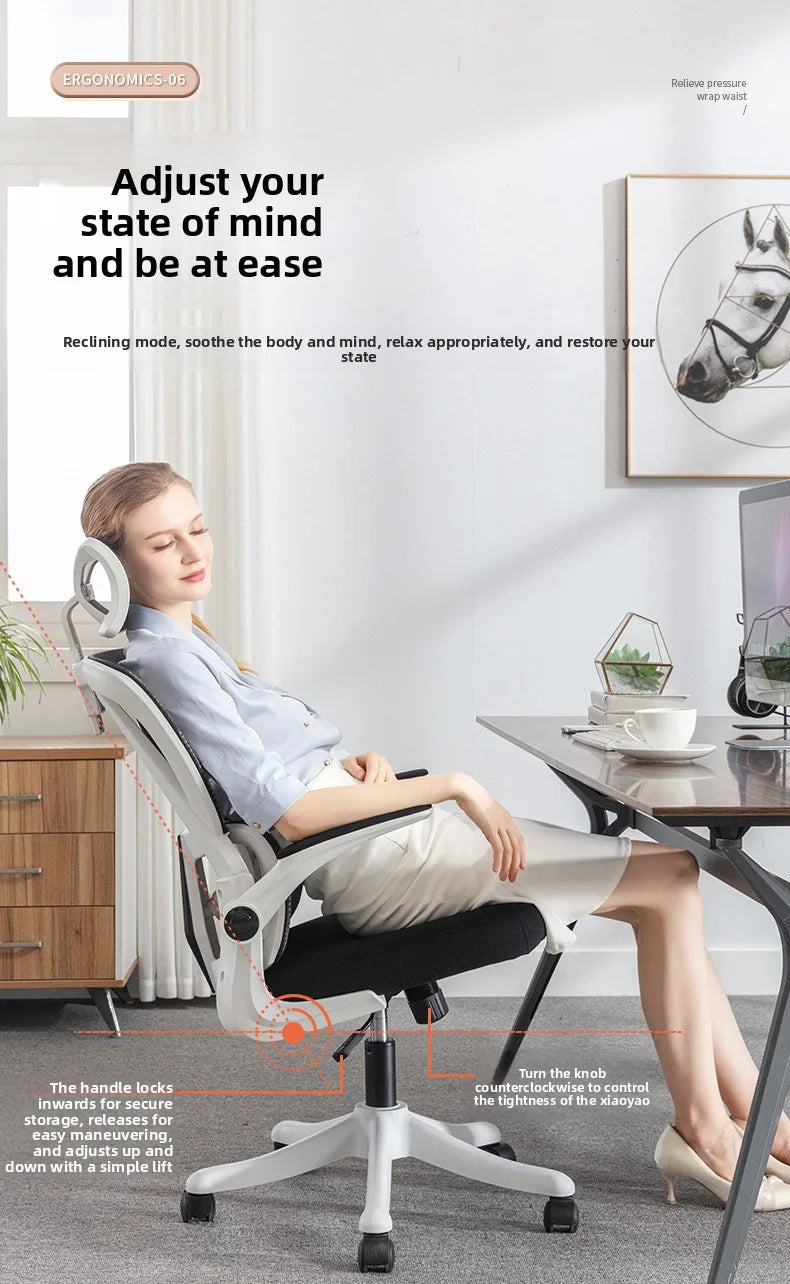 Ergonomic Home Office Chair, Comfortable Desk Chair for Students with Back Support, Long Sitting Study Chair