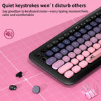 MOFii Wireless Keyboard & Mouse Combo, Cute Macaron Cat Paw Round Keycaps Silent Office Set for Laptops and Desktops