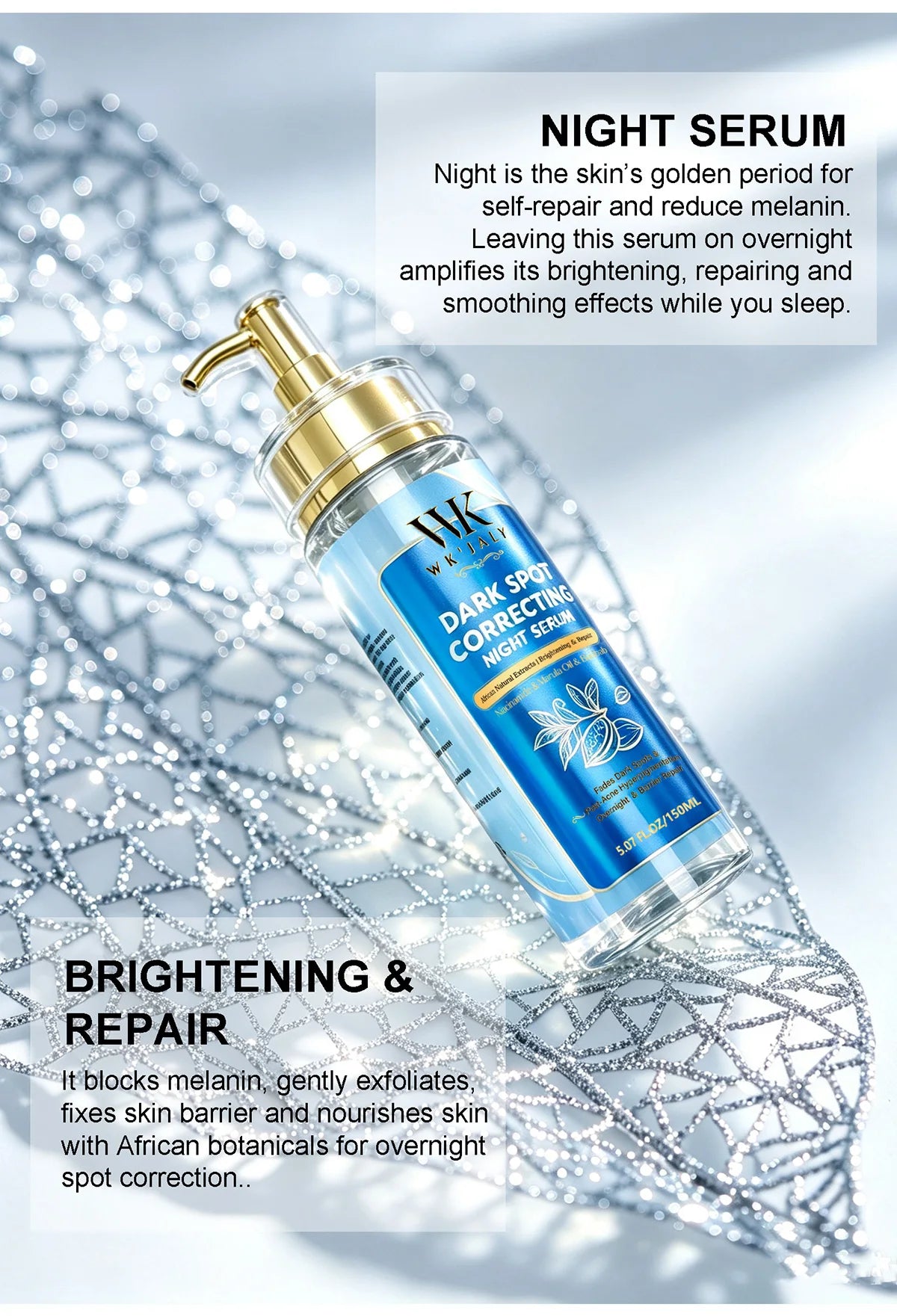 WK JALY Dark Spot Correcting Day and Night Serum, With Turmeric, Vitamin C, Moisturizing, Lightening, Even Skin Tone Essence