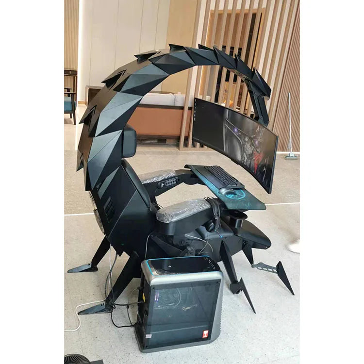 Cluvens Ergonomic Fully Recliner Office Chair Cockpit for 3 or 5 Monitors Zero Gravity Workstation Chair Scorpion Chair Cluvens