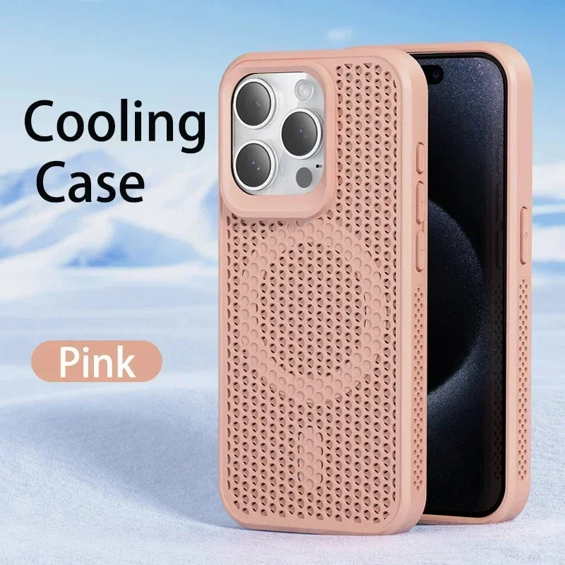 Cooling Heat Dissipation Phone Case For iPhone 17 18 16 15 14 13 12 11 Pro Max Breathable Hard Back Magnetic Cover For Magsafe