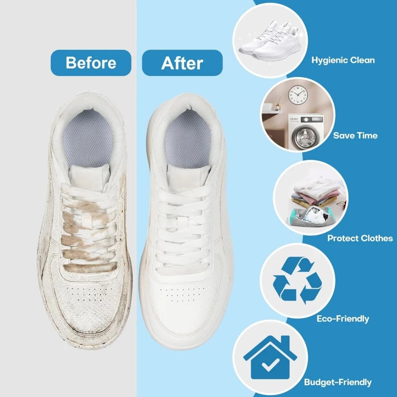 1/2/4PCS Shoe Washing Machine Bag with Liquid Shoe Brush Set Durable Laundry Shoe Bag and Soft Bristle Clean Brush for All Shoes