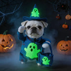Halloween Dog Clothes Pet Costume Funny Cosplay Outfit with Fluorescent Ghost Cute Dog Cat Dress Up Festive Party Apparel Set