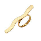 Stainless Steel Metal Wave Line Open Rings For Women Minimalist Gold Color Irregular Curved Adjustable Ring Jewelry Gift